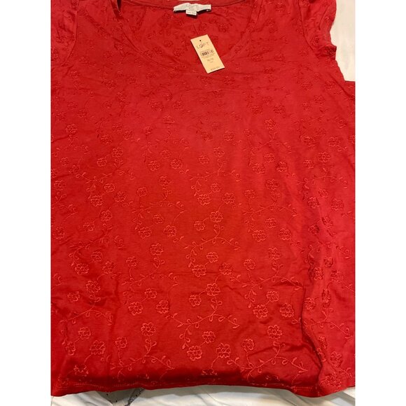 Loft Plus Women's Red Floral Embroidered Top 16/18 Cotton & Spandex Blend Made I - Picture 8 of 8